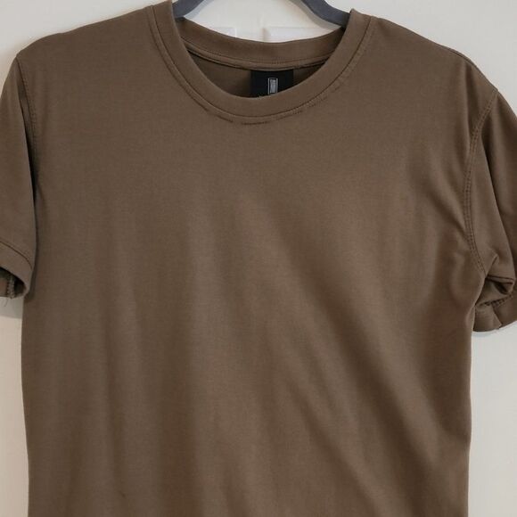 Zivi Apparel Khaki Green Curved Hem Tee Shirt S T20 - Picture 7 of 9